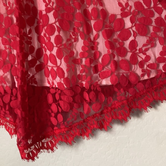 Free People, size 6, red floral mesh lace, fit and flare dress - Picture 8 of 13